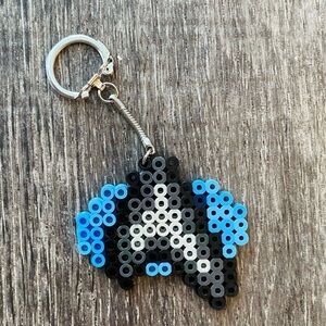 Star Trek Logo keychain handmade perler beads blue